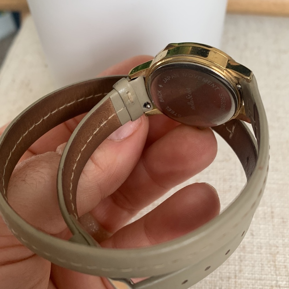 Stella & Dot tan wrap watch with gold face, black band also included! - Picture 6 of 11
